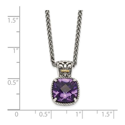 Sterling Silver & 14K Gold Amethyst Pendant Necklace – view 4