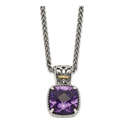 Sterling Silver & 14K Gold Amethyst Pendant Necklace