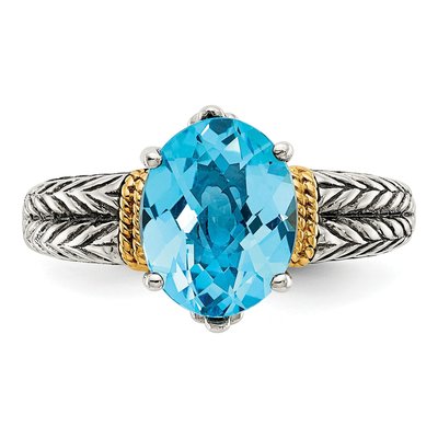 Sterling Silver & 14K Gold Sky Blue Topaz Ring – view 6
