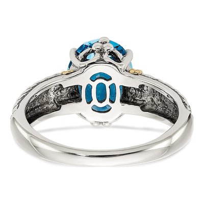 Sterling Silver & 14K Gold Sky Blue Topaz Ring – view 7