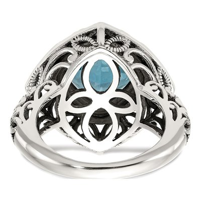 Sterling Silver & 14K Gold Sky Blue Topaz Cushion Ring – view 7