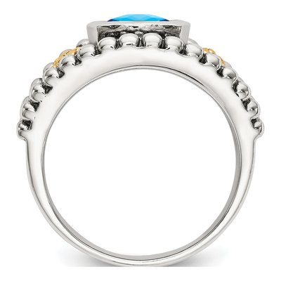 Sterling Silver & 14K Gold Sky Blue Topaz Ring – view 3