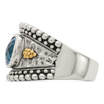 Sterling Silver & 14K Gold Sky Blue Topaz Ring – view 4