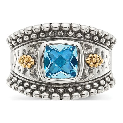 Sterling Silver & 14K Gold Sky Blue Topaz Ring – view 6