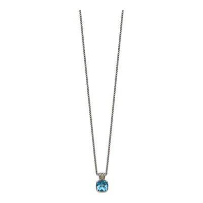 Sterling Silver & 14K Gold Sky Blue Topaz Pendant Necklace – view 3