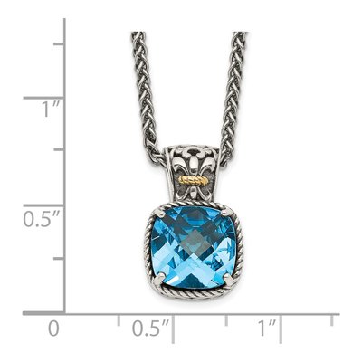 Sterling Silver & 14K Gold Sky Blue Topaz Pendant Necklace – view 4