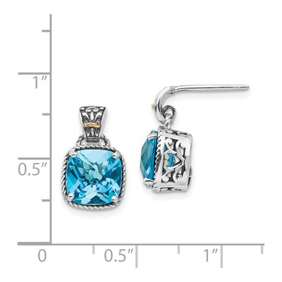 Sterling Silver & 14K Gold Sky Blue Topaz Cushion Dangle Earrings – view 5