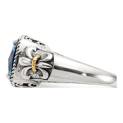 Sterling Silver & 14K Gold Sky Blue Topaz Cushion Ring – view 4
