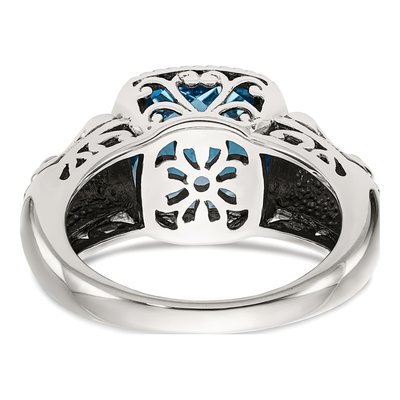Sterling Silver & 14K Gold Sky Blue Topaz Cushion Ring – view 7