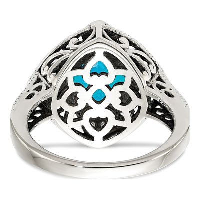 Sterling Silver & 14K Gold 1/20 ct tw Swiss Blue Topaz & Diamond Cushion Ring – view 7