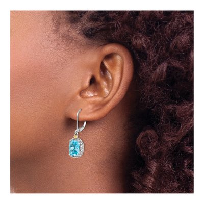 Sterling Silver & 14K Gold Sky Blue Topaz Leverback Earrings – view 4