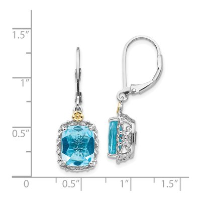 Sterling Silver & 14K Gold Sky Blue Topaz Leverback Earrings – view 5