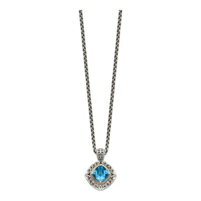 Sterling Silver & 14K Gold Sky Blue Topaz Pendant Necklace – view 3