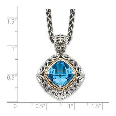 Sterling Silver & 14K Gold Sky Blue Topaz Pendant Necklace – view 4