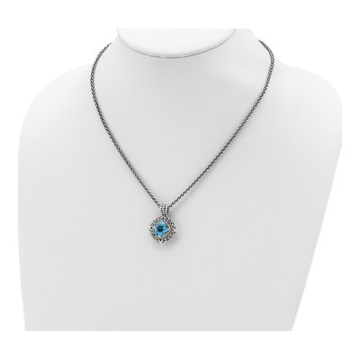 Sterling Silver & 14K Gold Sky Blue Topaz Pendant Necklace – view 5