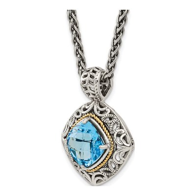 Sterling Silver & 14K Gold Sky Blue Topaz Pendant Necklace – view 6