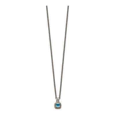 Sterling Silver & 14K Gold Sky Blue Topaz Pendant Necklace – view 3
