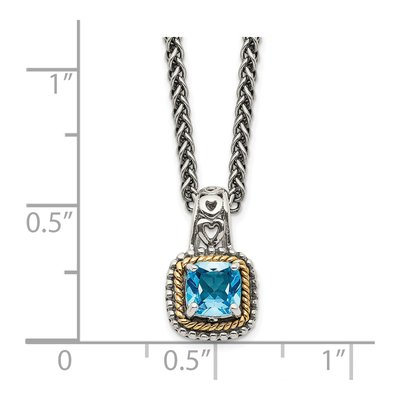 Sterling Silver & 14K Gold Sky Blue Topaz Pendant Necklace – view 4