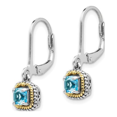 Sterling Silver & 14K Gold Sky Blue Topaz Leverback Earrings – view 3