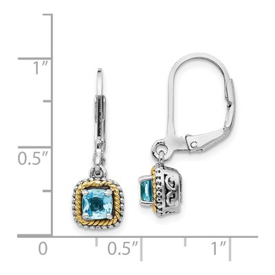 Sterling Silver & 14K Gold Sky Blue Topaz Leverback Earrings – view 5