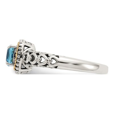 Sterling Silver & 14K Gold Sky Blue Topaz Cushion Ring – view 4