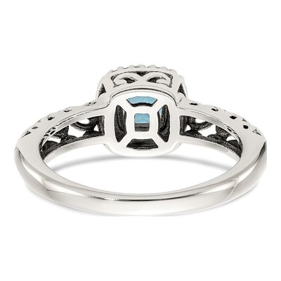 Sterling Silver & 14K Gold Sky Blue Topaz Cushion Ring – view 7