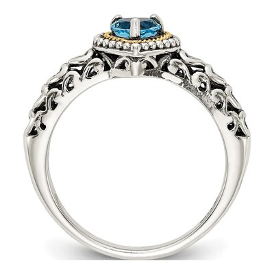 Sterling Silver & 14K Gold Sky Blue Topaz Heart Ring – view 3