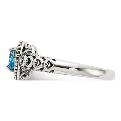 Sterling Silver & 14K Gold Sky Blue Topaz Heart Ring – view 4