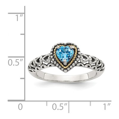 Sterling Silver & 14K Gold Sky Blue Topaz Heart Ring – view 5