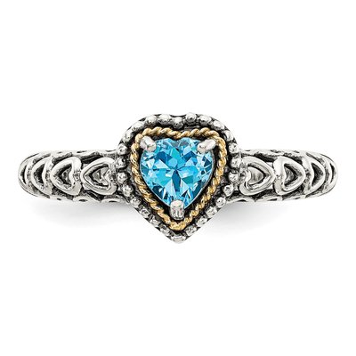Sterling Silver & 14K Gold Sky Blue Topaz Heart Ring – view 6