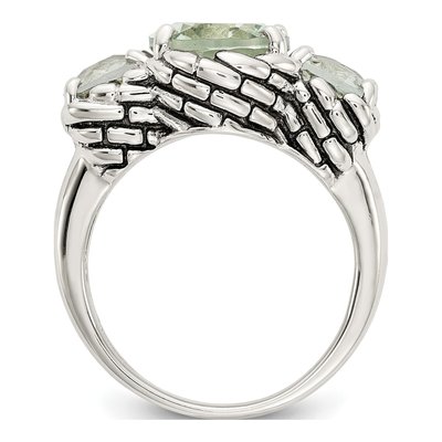 Sterling Silver Prasiolite Antiqued Ring – view 3