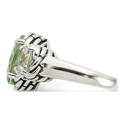 Sterling Silver Prasiolite Antiqued Ring – view 5