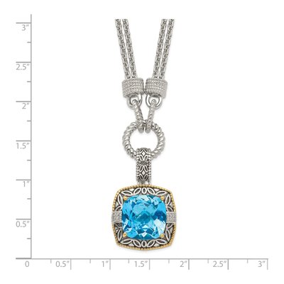 Sterling Silver & 14K Gold 1/20 ct tw Sky Blue Topaz & Diamond Pendant Necklace – view 4