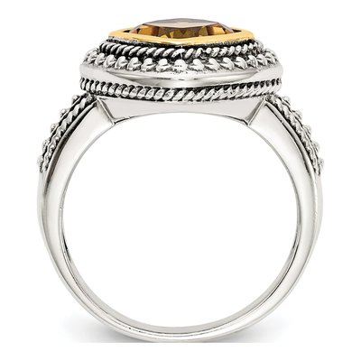 Sterling Silver & 14K Gold Citrine Cushion Ring – view 3