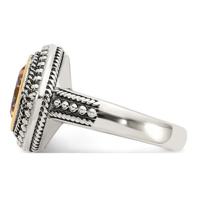 Sterling Silver & 14K Gold Citrine Cushion Ring – view 4