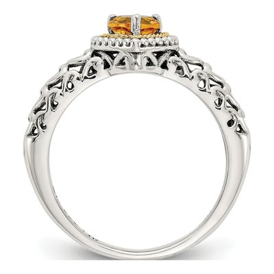 Sterling Silver & 14K Gold Citrine Heart Ring – view 3