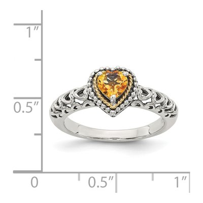 Sterling Silver & 14K Gold Citrine Heart Ring – view 5