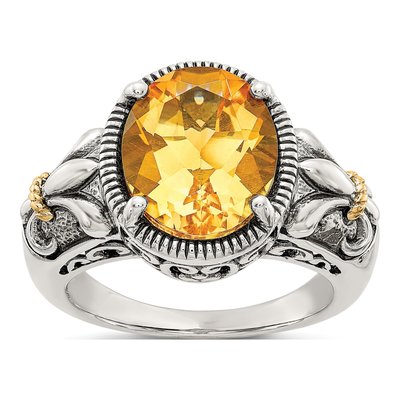 Sterling Silver & 14K Gold Citrine Ring