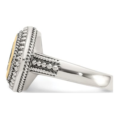 Sterling Silver & 14K Gold Peridot Cushion Bezel Ring – view 4