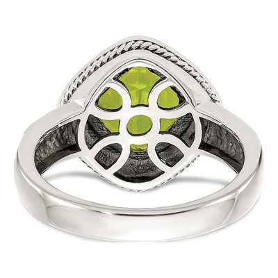 Sterling Silver & 14K Gold Peridot Cushion Bezel Ring – view 7