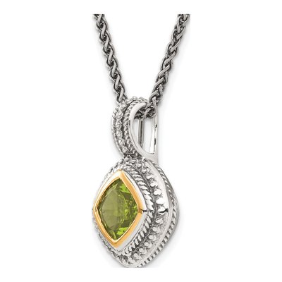 Sterling Silver & 14K Gold Peridot Pendant Necklace – view 6