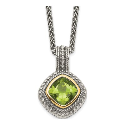 Sterling Silver & 14K Gold Peridot Pendant Necklace
