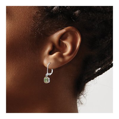 Sterling Silver & 14K Gold Peridot Leverback Earrings – view 4