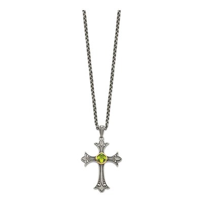 Sterling Silver & 14K Gold Peridot & Diamond Necklace – view 3