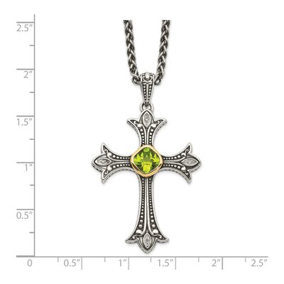 Sterling Silver & 14K Gold Peridot & Diamond Necklace – view 4