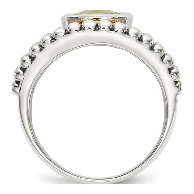Sterling Silver & 14K Gold Peridot Bezel Ring – view 3