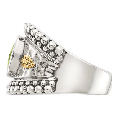 Sterling Silver & 14K Gold Peridot Bezel Ring – view 4