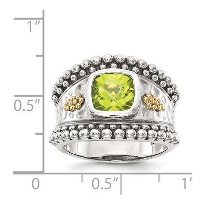 Sterling Silver & 14K Gold Peridot Bezel Ring – view 5