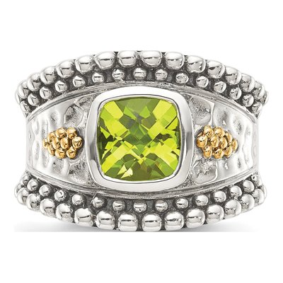 Sterling Silver & 14K Gold Peridot Bezel Ring – view 6