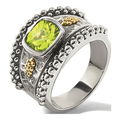 Sterling Silver & 14K Gold Peridot Bezel Ring – view 8